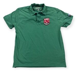 National Geographic Polo Shirt Men's Large Green Graphic Short Sleeve Nature Y2K